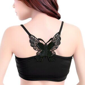 New NWT Black Butterfly Soft Comfort Lounge Camisole Bandeau Bralette XS S